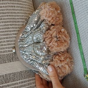 Anthropologie Silk Beaded Clutch